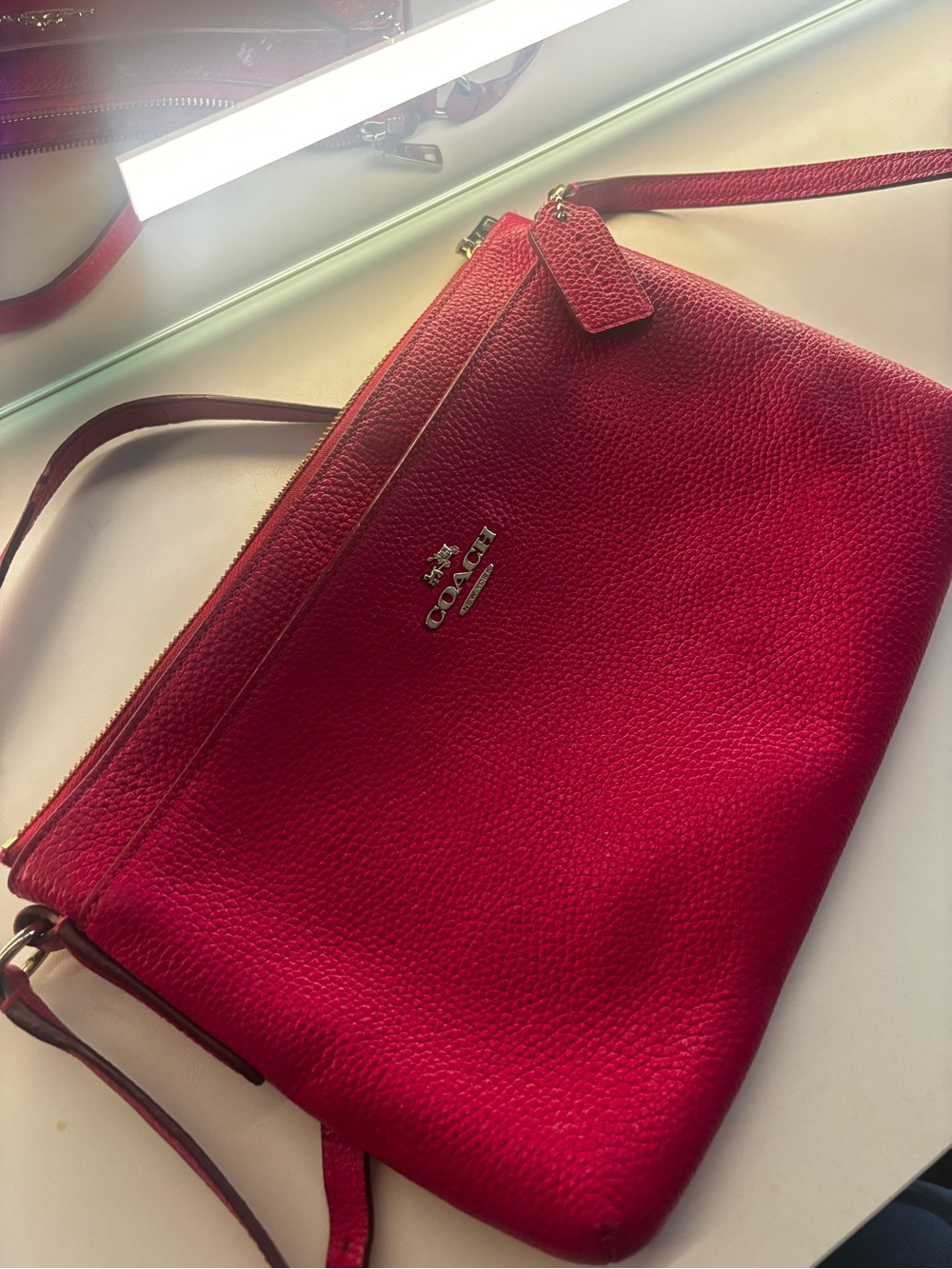 Coach Red Pebbled Leather Crossbody